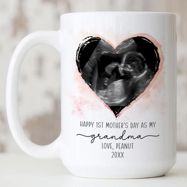 Mothers Day Gift for Grandma, Ultrasound Gift Mug, Baby Announcement Gift for Soon to Be Grandma, Sonogram Picture Mug Gift, New Baby Reveal