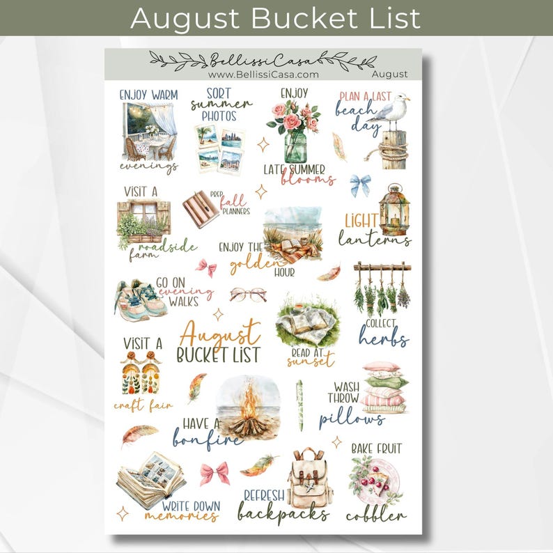 October Fall Bucket List Sticker Sheet, Seasonal Planner Sticker, Watercolor Calendar Planner Journaling Sticker Page for Bullet Journal 128 image 11