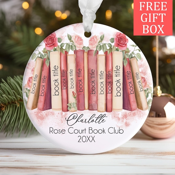 Custom Book Club Ornament with Personalized Book Titles for Book Lover Gift, Book Christmas Ornament Keepsake Gift for Librarian or Reader