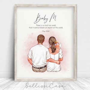 Personalized Miscarriage Gift Watercolor Family Portrait Painting, Custom Memorial Gift in Loving Memory Wall Art Print or Digital Download