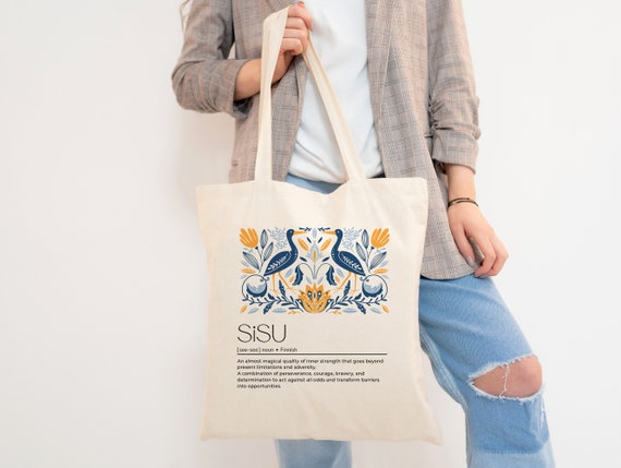 Sisu Canvas Tote Bag Finnish Style Nordic Decor Farmers Market Bag Scandinavian Style Aesthetic Tote Bag Sisu Definition Grocery Bag Etsy