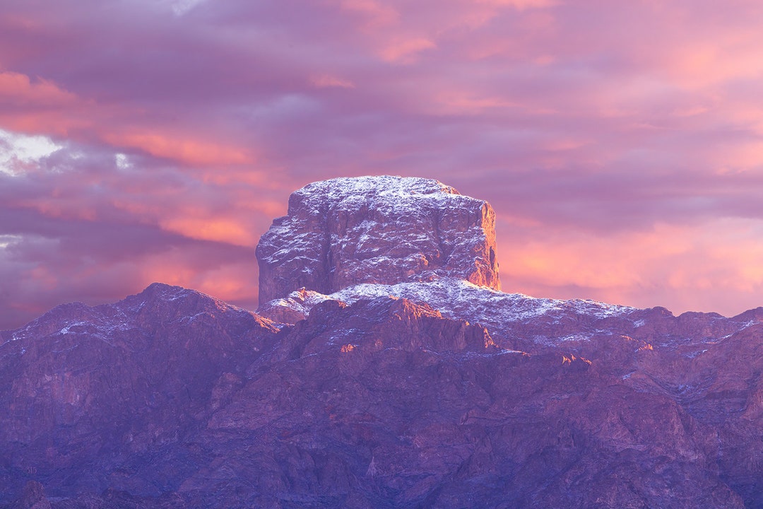 Rare Snowfall on Castle Dome Mountain at Sunrise Stunning Image by