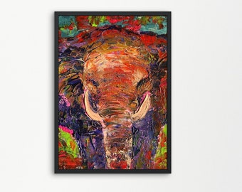 elephant poster, colourful elephant poster, unique poster, colourful poster, African elephant poster