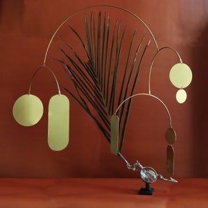 Modern Kinetic Brass Mobile - The Miracle Mile - Hanging mobile, interior decor with movement, home decor, nursery decor, Art for home