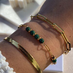 Julie, bracelet à chevrons, bracelet chaîne serpent, bracelet à maillons, bracelet chaîne superposée, accessoire à main minimal 17 cm image 3