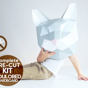 Chat, prédécoupé, papercraft/maquette en papier, kit en carton métallisé.