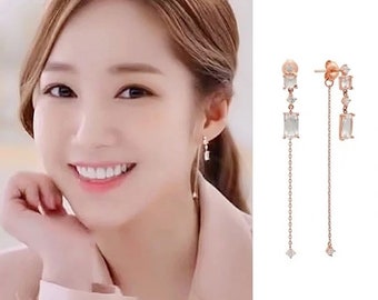 Romantic Bridesmaids Crystal Flower Ear Crawler Earrings Rose Gold Floral Earring Park Min Young Earrings Secretary Kim Floral Ear Jacket