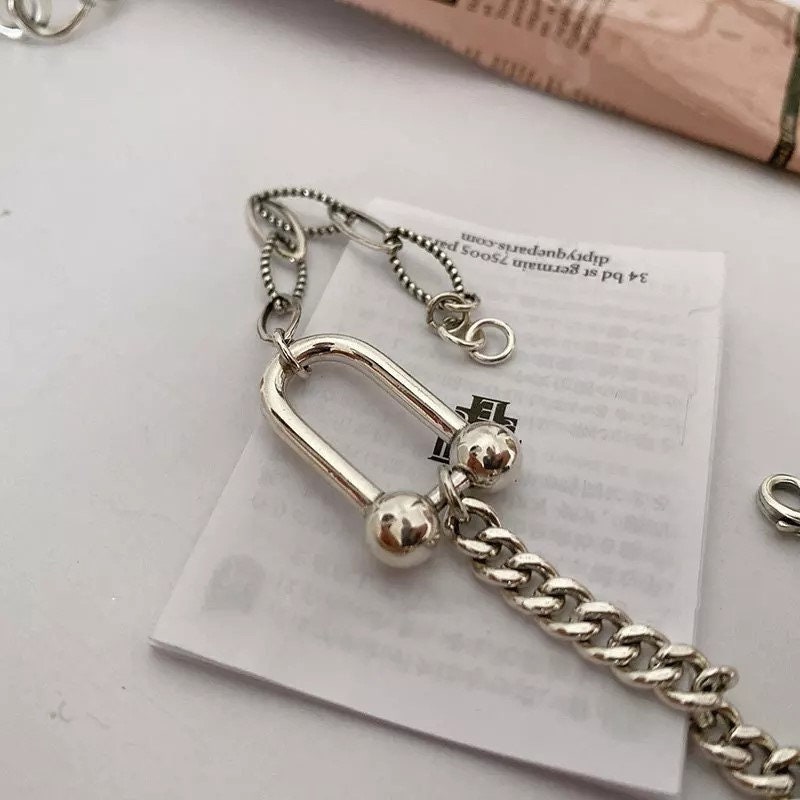 Chunky Chain Link Bracelet Horseshoe Bracelet Stackable - Etsy