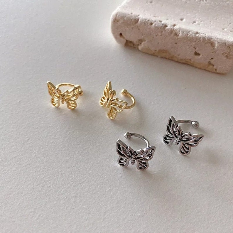 Butterfly Ear Cuffs No Piercing Ear Clip Butterfly Earrings Etsy