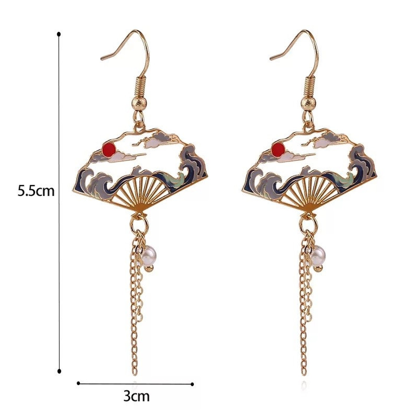 Oriental Fan Drop Earrings Hollow Fan Dangle Earrings Unique Etsy