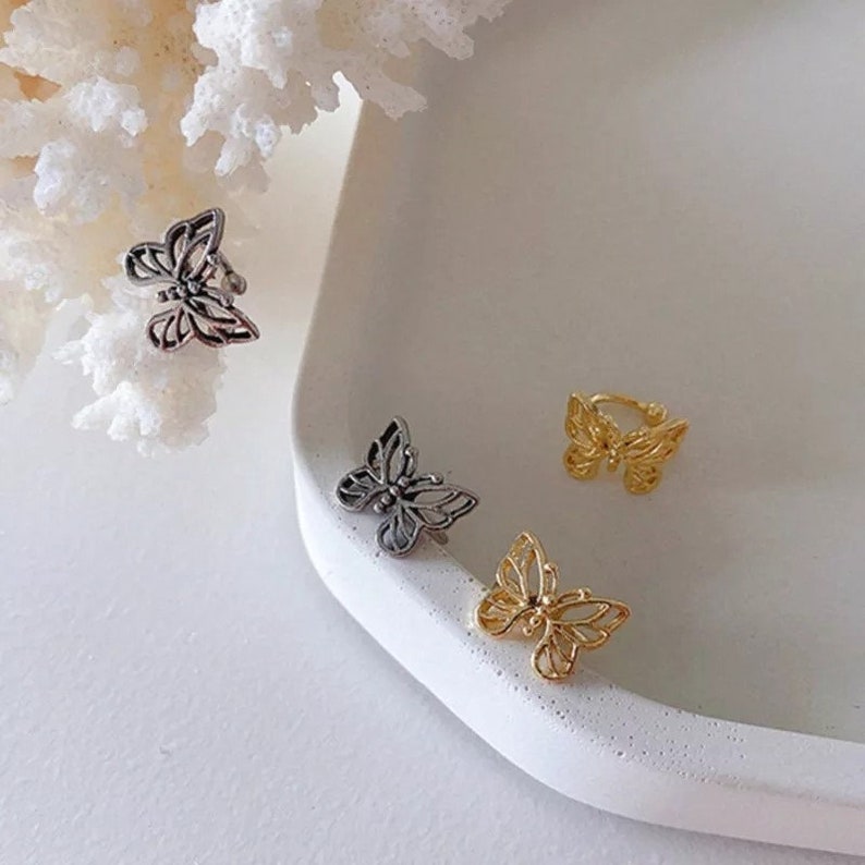 Butterfly Ear Cuffs No Piercing Ear Clip Butterfly Earrings Etsy