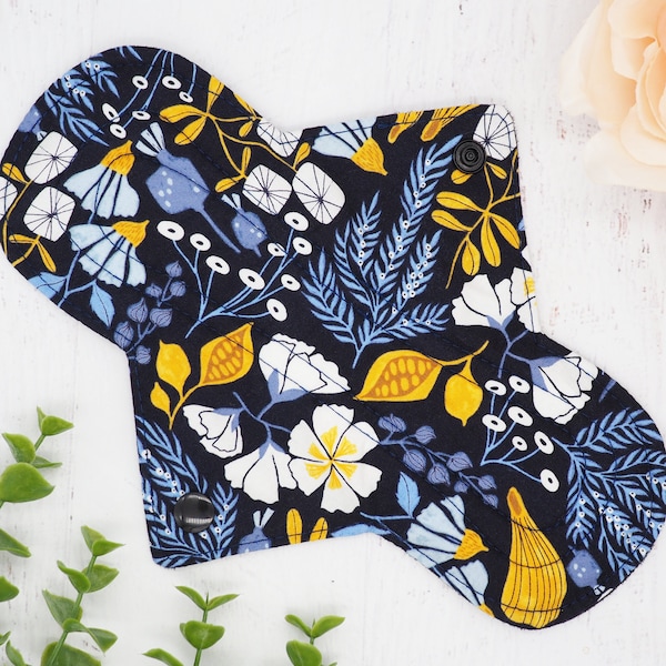 Reusable Menstrual Pad - Midnight Garden | Cloth Pad | Washable Pad | Period Pad | Sanitary Pad | Reusable Pantyliner | Mama Cloth