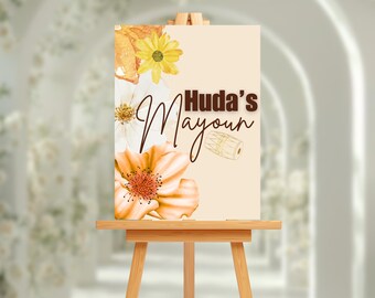 Modern Welcome Sign, Mayoun Welcome Sign, Haldi, Mehndi Signage, Desi Wedding Decor, Jaggo Dholki Sign