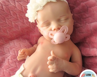 Full Body Silicone GIRL Doll: 5 lbs 17" Preemie Floppy Reborn Baby, Pick Skin Tone