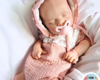 Full Body Silicone GIRL Doll: 5 lbs 17" Preemie Squishy Reborn Baby, Light Skin Tone