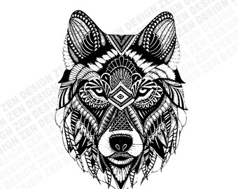 Download Wolf mandala svg | Etsy