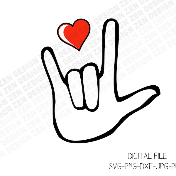 ASL Svg, American Sign Language SVG, Love Sign Svg, I Love You Sign Svg, Hand Love Svg, Hand Svg, Vector Files, Svg, Cricut Cut Files