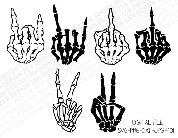 Skeleton Hands Svg, Svg Bundle, Skull Skeleton Hand, Middle Finger, Peace  Sign, Rock Hand, Dxf, Silhouette, Cricut Cut Files, Vector Files -   Canada