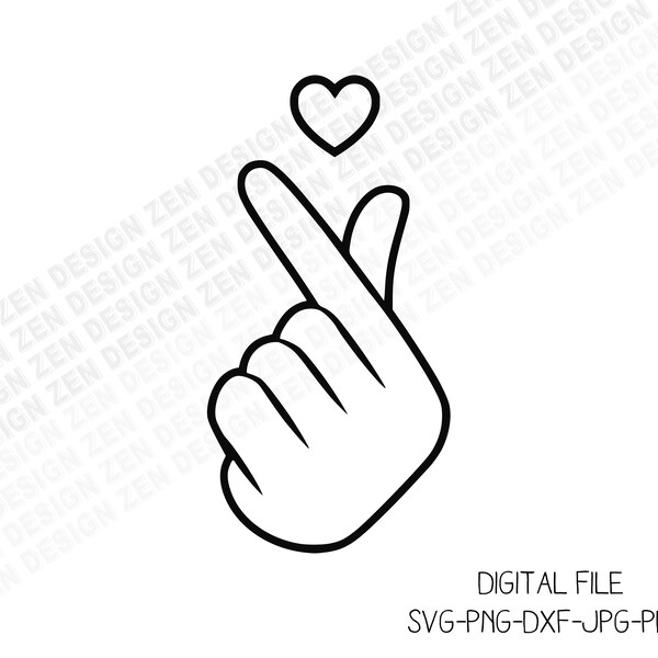 BTS Svg, BTS Love Svg, Finger Heart Svg, Valentine's Day Svg, Heart Svg, BTS Clipart, Svg, Png, Silhouette, Cricut Cut Files, Vector Files