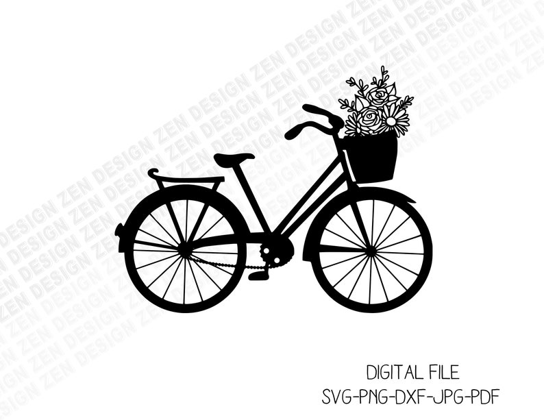 Bicycle Svg Floral Bicycle Svg Bike Svg Bicycle Basket Svg Etsy