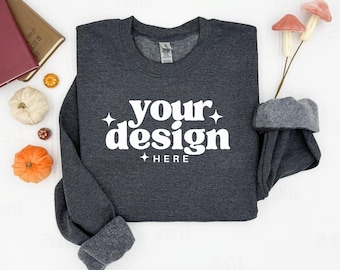Gildan 18000 Mockup, Gildan Heather Dark Gray Sweatshirt Mockup,Sweatshirt Model Mockup, 18000 Gray Sweatshirt, Heather Dark Gray Sweatshirt