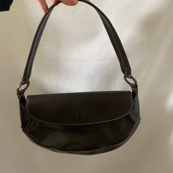 Vintage Dark Brown Leather Anne Klein Half Moon S… - image 2