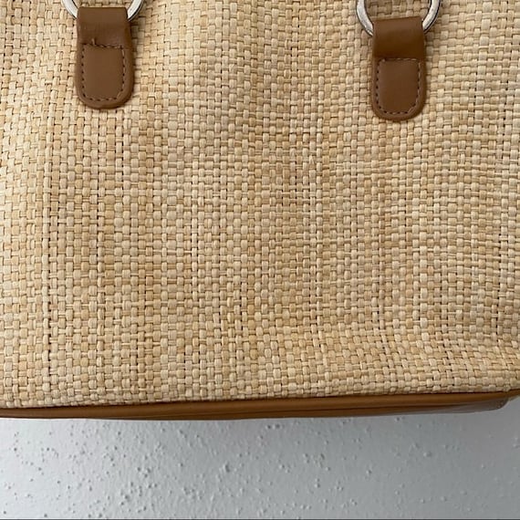 Vintage Woven Straw Basket Shoulder Bag 1990s - image 5