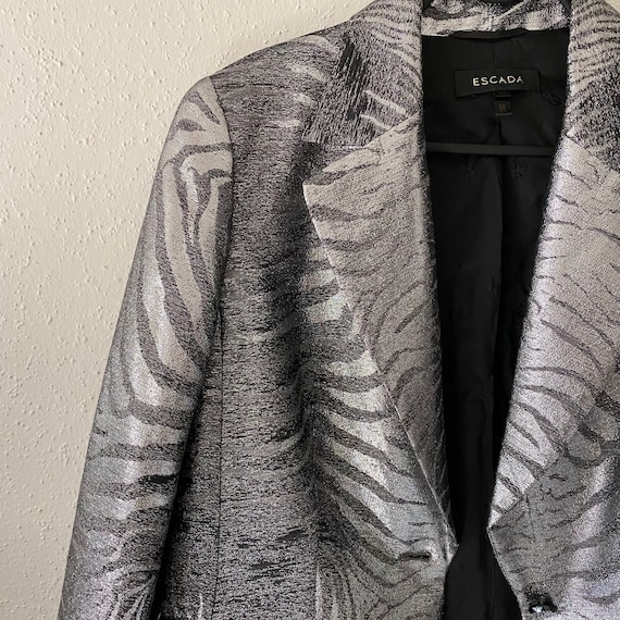 Vintage Escada Silver Metallic Zebra Animal Print 