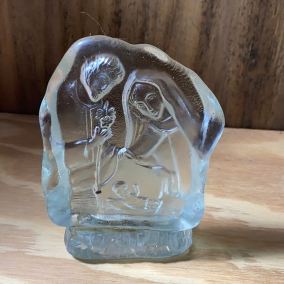 Christmas Glass Christian Nativity Scene Candle Holder Etsy