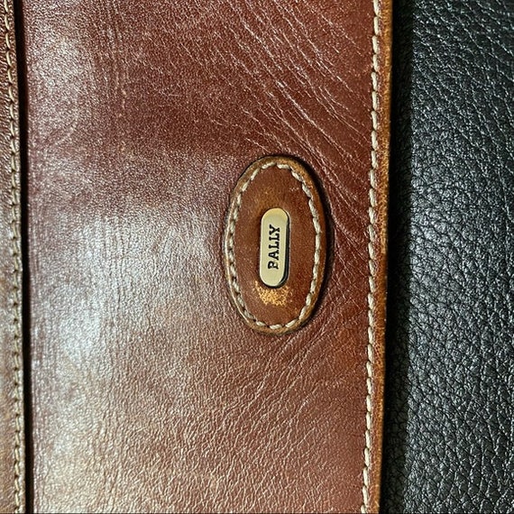 Vintage Bally Genuine Leather Blue Brown Designer… - image 9