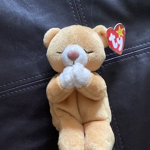 Hope the Praying Bear- Extremely Rare And Valuable Tush Tag Error- Retired Vintage Ty Beanie Baby-Collectors Deam