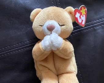 Hope the Praying Bear- Extremely Rare And Valuable Tush Tag Error- Retired Vintage Ty Beanie Baby-Collectors Deam