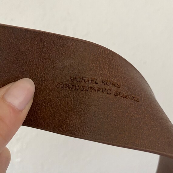 Vintage Michael Kors Brown Leather Thick Belt Gol… - image 5