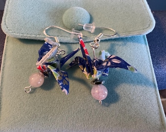 Origami crane earrings (sterling silver)