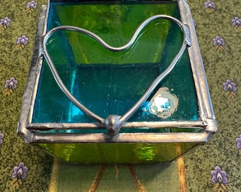 Stained glass jewelry box with a heart!