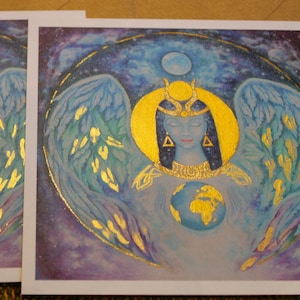 SAGRADO FEMININO - Ísis. Deusa da Cura e do Renascimento. Conjunto de 2 cartões de arte sacra / Mini Impressões. Divino Feminino. Arte da Deusa. Arte Espiritual.
