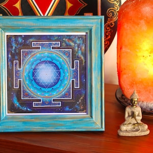 COSMIC SRI YANTRA.Framed Paper Prints. Hand embellished with gold. Scared Geometry. Yantra. Spiritual art.