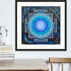 COSMIC SRI YANTRA. Stampe Giclee su carta in edizione limitata (archivio). Impreziosite a mano con oro. Geometria sacra. Yantra. Arte spirituale.