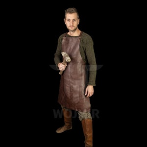 Leather APRON , medieval style for reenactors, Vikings, Larp, genuine grain leather made by Wojmir