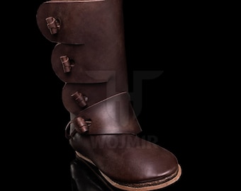 Haithabu high shoes type 2 / HAND SEWN / for Vikings / thick genuine leather boots made to measure by Wojmir