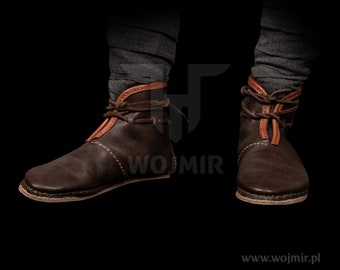 Birka shoes HAND SEWN  for Vikings / PROMOTION / medieval shoes / thick genuine leather boots made to measure by Wojmir