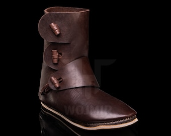 Haithabu high shoes type 1 for Vikings / HAND SEWN / thick genuine leather boots made to measure by Wojmir
