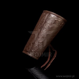 Leather embossed bracer, archery bracer, armguard, thick genuine leather, cosplay, larp costume, fantasy outfit,  from Wojmir