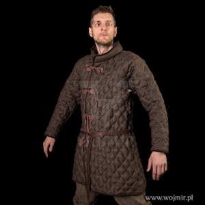 Wikinger-Gambeson 2, 100% natürliches Leinenmaterial, mitteldicke Polsterung, Unterkostüm, WOJMIR