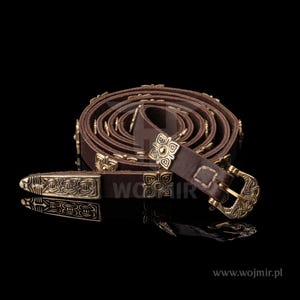 Viking Birka belt / early medieval belt / reenactment belt / 26 brass belt fittings / flowers
