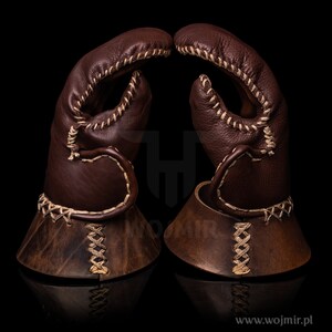Leather gauntlets / gloves / handmade / strong / highest quality / for huscarl, full contact, hema / steel covered with leather / by Wojmir image 3