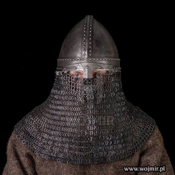 Chainmail aventail for helmets / made from 9mm flat rings round riveted alternate with solid rings BEST QUALITY