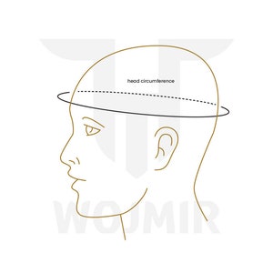 Puede incluir: Ilustraci&oacute;n de dibujo de l&iacute;nea que muestra c&oacute;mo medir la circunferencia de la cabeza para los cascos. La cabeza de una persona est&aacute; delineada con una l&iacute;nea discontinua, y el texto "circunferencia de la cabeza" est&aacute; escrito encima de la l&iacute;nea.