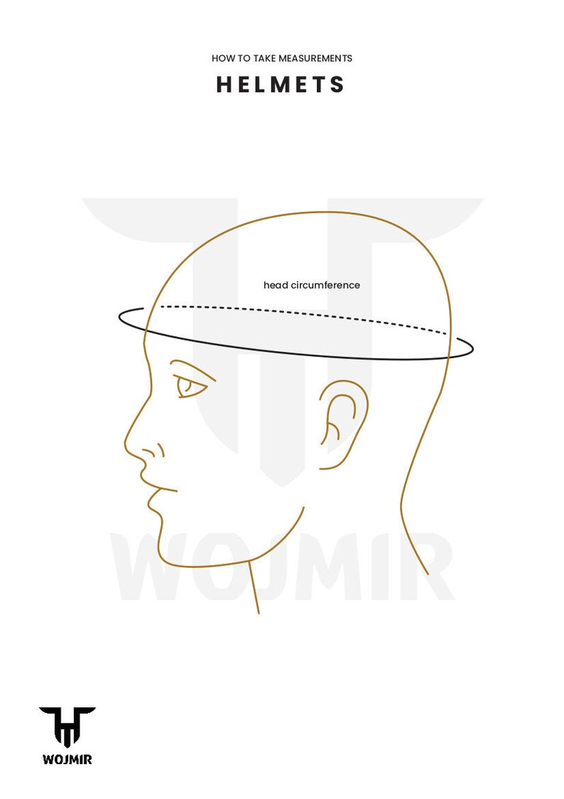 Puede incluir: Ilustraci&oacute;n de dibujo de l&iacute;nea que muestra c&oacute;mo medir la circunferencia de la cabeza para los cascos. La cabeza de una persona est&aacute; delineada con una l&iacute;nea discontinua, y el texto "circunferencia de la cabeza" est&aacute; escrito encima de la l&iacute;nea.