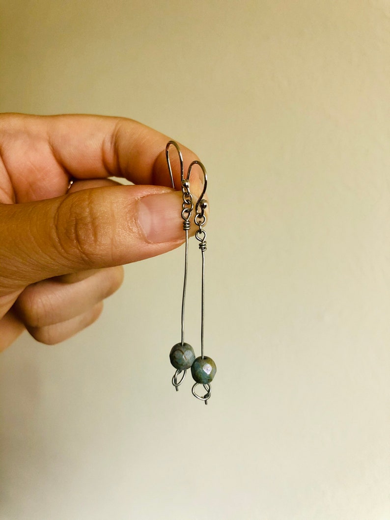 Gray wire wrapped earrings
